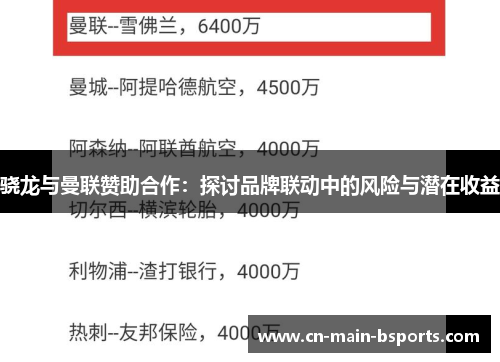 骁龙与曼联赞助合作：探讨品牌联动中的风险与潜在收益