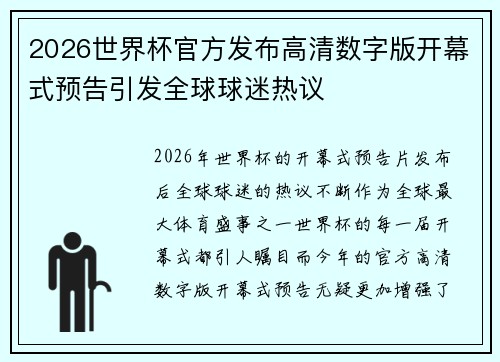 2026世界杯官方发布高清数字版开幕式预告引发全球球迷热议